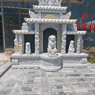 郑州芝麻白中国黑石材套墓 花岗岩墓碑